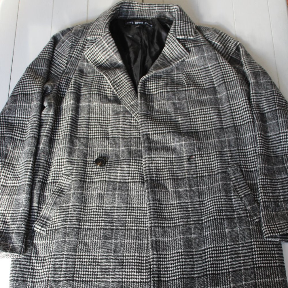 Grey Plaid Overcoat